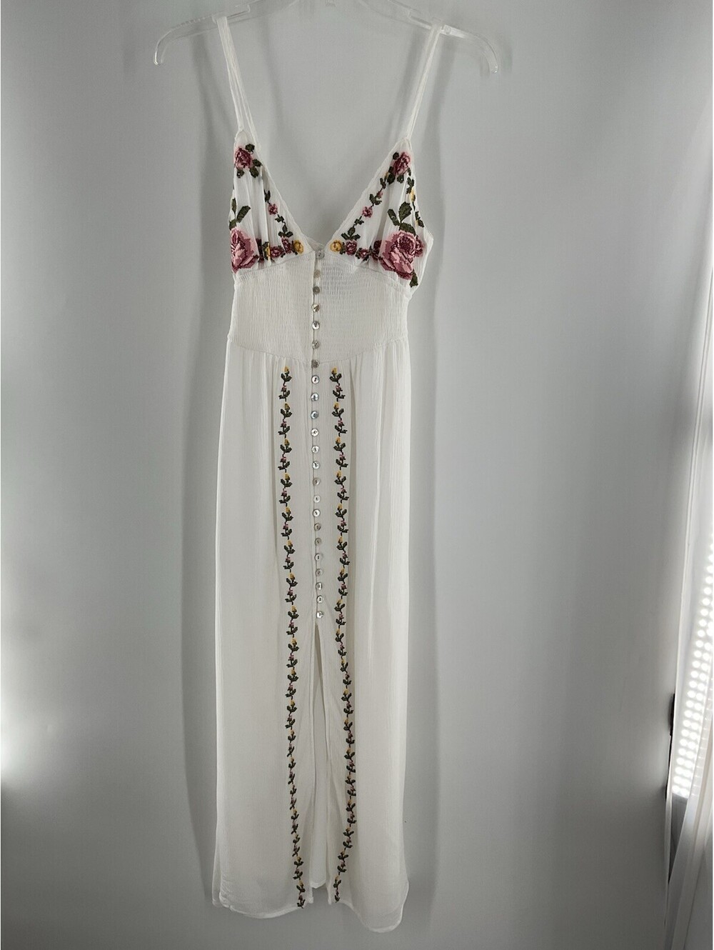 Forever 21 Women’s Size Small White Floral Maxi Dress Sleeveless 106